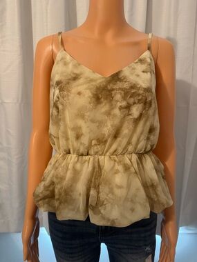 Cool Moon River Anthropologie size L beige brown sleeveless bubble hem shirt new